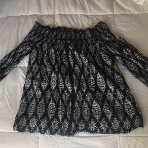 Navy/white off shoulder shirt